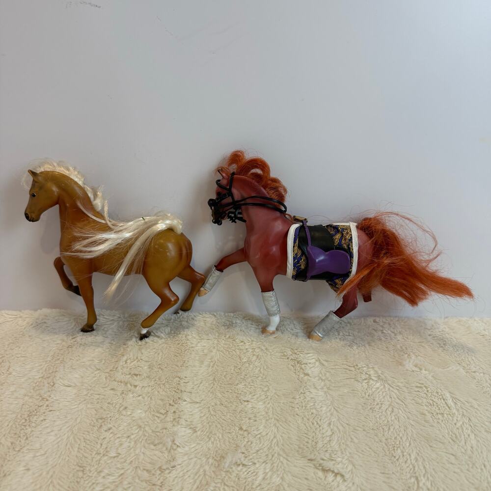 Vintage Lot of 2 GC Grand Champion Horses Empire Bridle Purple Saddle